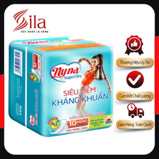 Băng Vệ Sinh Nyna Super Dry Siêu Mềm Kháng Khuẩn Lốc 8 Gói Màu Xanh - Bvs Có Cánh Ban Ngày Siêu Thấm Khô Thoáng