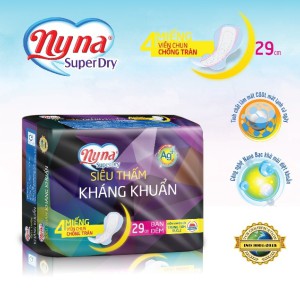 Băng Vệ Sinh NYNA Ban Đêm 4 Miếng Dài 29cm Siêu Thấm Kháng Khuẩn