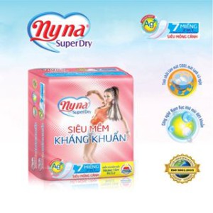 Băng vệ sinh Nyna Superdry 7 miếng mẫu hồng. BVS NYNA kháng khuẩn {1 Dây Gồm 8 Gói}